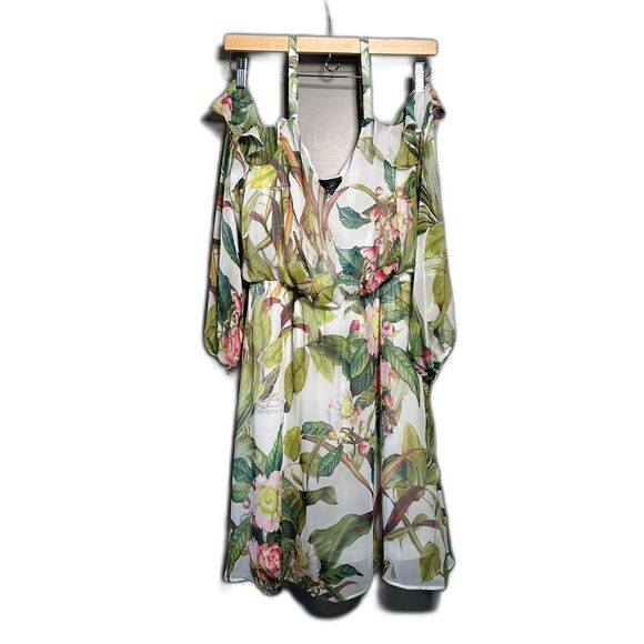 Adrianna Papell Floral Cold Shoulder Mini Dress Size 2 Spring Garden Party - Picture 1 of 11